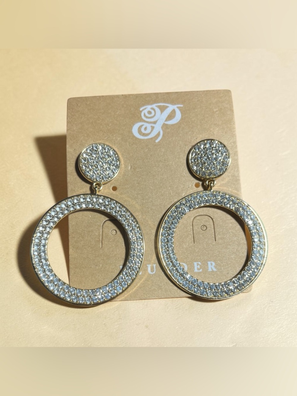 Plunder Gold and Clear Crystal Hoop Drop Earrings